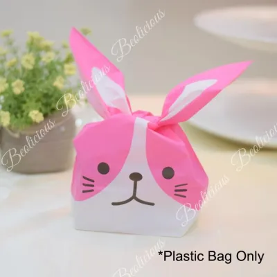 50pcs Mix / Blue / Pink Rabbit Face Cute Baking Packaging Bread / Cake Plastik Goodies Bag Plastic Beg Kindergarten Gift Wrapper or Cookies Packaging Party Doorgift for Birthday Wedding Door Gift Event