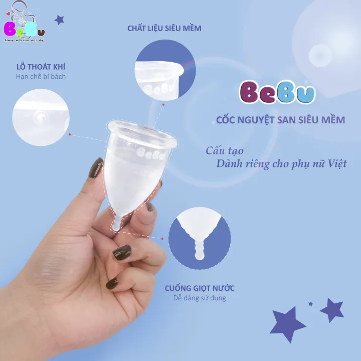 CỐC NGUYỆT SAN BeBu Chính Hãng 100% Silicol Y Tế siêu mềm