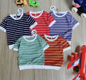[Hoàn Tiền 6%] Lyvyshop - (Cotton SG chính phẩm) Áo thun cộc tay bé trai bé gái (09kg-28kg) mẫu sọc ngang siêu cá tính (giá 01 áo)