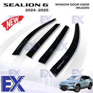 BYD Sealion 6 2024 to 2025 INJECTION TYPE Window Door Rain Visor Black w Chrome Stainless Steel Lining Thailand Quality ( Car Accessories )