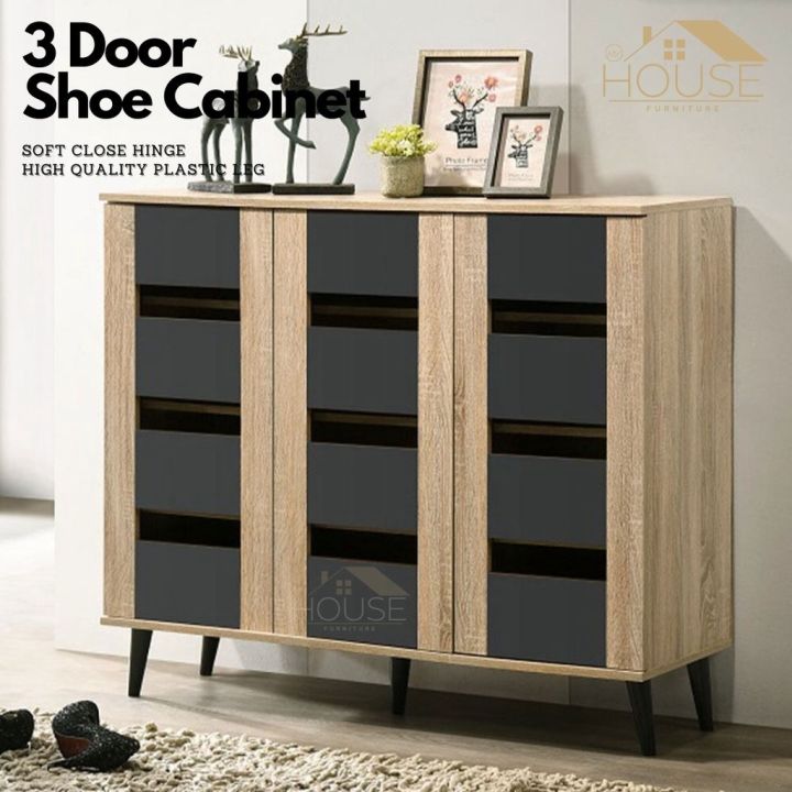 MYHOUSE Furniture Shoe 3 Door Rak Kasut Bertutup 4 Tier Almari