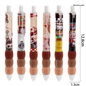 1/5Pcs Labubu Gel Pen Cute Cartoon Kawaii Black 0.5mm Silicone Press Pen Cute School Supplies Writing Tool Student Stationery