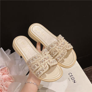[Free Shipping] Summer Beach Spring Flat Sandals For Women 2026 Soft Sole Pearl Versatile New Style