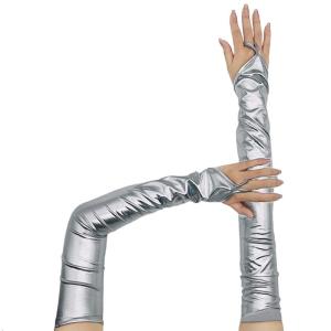 Patented Coated Long Gloves for Nightclub Adult Stage Performer PU Gloves Fingerless Gloves Club Dancing Props Armwear