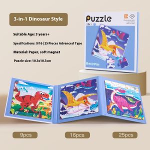 3 In 1 Magnetic Jigsaw Foldable Puzzle Book Kids Learning Toy Jigsaw Puzzle Kids Educational Toys