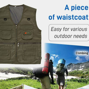 Fishing Vest Outdoor Workwear Durable Polyester Cotton Blend Hiking Photography Vest