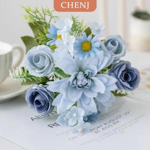 [COD] CHENJ 1ชิ้นดอกกุหลาบประดิษฐ์สำหรับงานแต่งงานที่บ้านและห้องนอนของตกแต่งสวนช่อดอกไม้เจ้าสาวแจกันดอกไฮเดรนเยียทรงดอกรักเร่ทำจากผ้าไหมปลอมสำหรับใช้กลางแจ้ง