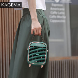 KAGEMA Mini Aircond Portable Air Condition Stand Table Fan Air Cooler Air Conditioning Air Purifier And Humidifier 2 In 1 USB Charging Retro Style Electroplating Process For Room Van Office Kipas