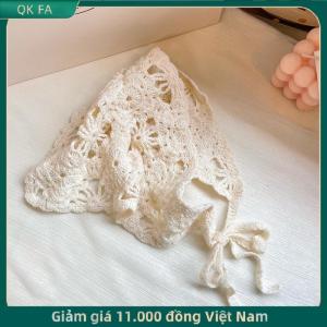QK FA ✨ Thời trang dệt kim headscarf pháp MỤC VỤ phong cách tam giác HEADBAND handmade Crochet Headband khăn retro hoa headscarf