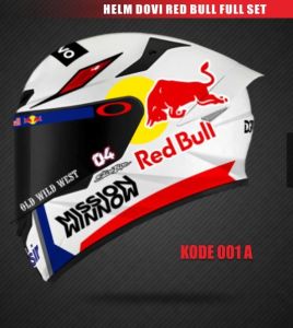 STIKER HELM FUL SET HALF FACE/FULL FACE REDBUL DOVI LENGKAP