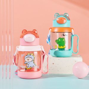Botol Minum Anak Motif Karakter Lucu Tali Gagang Sedotan 360 ml - 500 ml 0108