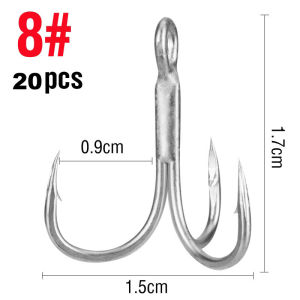20PCS Fishing Treble Carbon Steel Hook Strong Fishing Tackle Saltwater Fishing