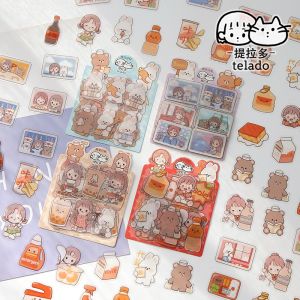 Cuộn WashiTape HÌNH DÁN TELADO siêu dễ thương trang trí sổ tay Chiết chu kỳ xinh xắn Túi 40 miếng sticker không thấm nước siêu cute