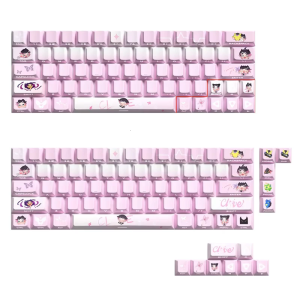 แป้นพิมพ์64/74Key ด้านพิมพ์ Backlit ชุดปุ่มกดกานพลูที่ตกแต่งปาร์ตี้ธีมสีชมพูย้อมสี Sublimations สำหรับ60 61 63 64 65 67 68คีย์บอร์ด