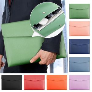 LYMEDIA Leather Leather Document Pouch Large Capacity A4 Briefcase A4 Envelope Folder File Organizer Pouch Women Men