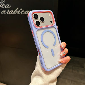 3-in-1 For Magsafe Transparent Armor Phone Case for iPhone 17 Pro Max Air 16 Pro 15 14 13 12 11 Wireless Charging Cover