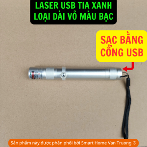 Đèn pin lazer siêu mạnh nhỏ gọn bỏ túi sạc lại qua cổng USB tia xanh