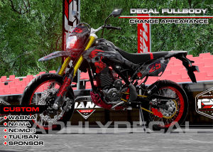 DECAL KLX BF FULLBODY MERAH HITAM GREY KEREN ( FULL CUSTOM BEBAS DESAIN BEBAS REQUEST ) STICKER REAL FULLBODY OVERSIZE 1.5 cm