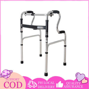 【COD】Black Adult Walker Multi-functional foldable stainless steel Walking Aid aids Crutches Canes Toilet Armrest