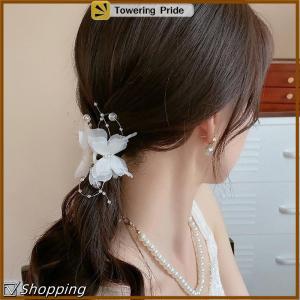 [Towering Pride] Vải tuyn bướm Clip tóc cho phụ nữ cô gái đầy màu sắc kẹp tóc bên Clip ngọt ngào dễ thương bướm barrette Phụ kiện tóc