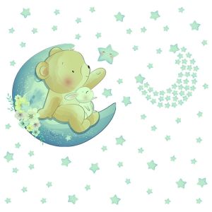 BAGUO Trong bóng tối Thân thiện với môi Dạ Quang Dễ thương Tranh tường nghệ thuật Nhãn dán huỳnh quang Tự làm Gấu Trần phòng ngủ Hoạt hình Nhãn dán tường Voi Hình Nền Miếng dán phát sáng Đề can ngôi sao đèn ngủ