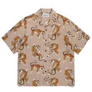 Classics WACKO MARIA Black Shirt High Quality 1:1 Print Spider Hawaiian Beach Loose Cuban Collar Mens Womens Shirt With Tags
