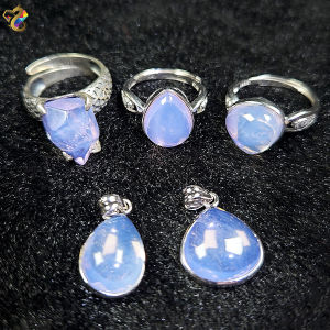 Collection Grade Lavender Moon Quartz Scorolite Full S925 Silver Ring Pendant