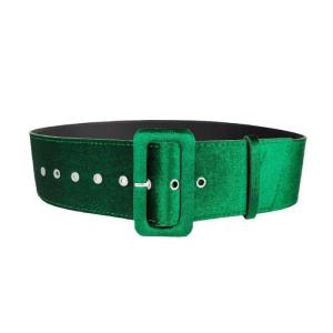 2024 New Design Luxury Autumn And Winter Suede Belt Women Green Waist Seal Decorative Dress Simple Coat Wide All Match Korean