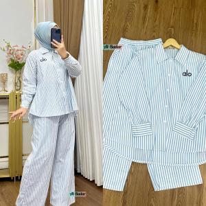 (BISA COD)SETCEL TERBARU KERAH KANCING SALUR KATUN ALO KEKINIAN moneset kerah kancing katu salur