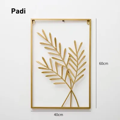 WallDecor Hiasan Dinding Frame Metal Gold / EMAS Daun Leaf Ginko Scandinavian/ WALL Decor Nordic /Ornaments / Pajangan Besi / Tropical/ Pajangan Dinding