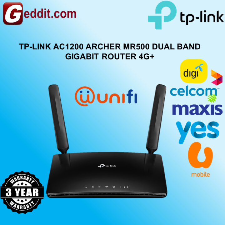 TP-LINK AC1200 ARCHER MR500 4G+ CAT6 DUAL BAND GIGABIT ROUTER (SUPPORT ...