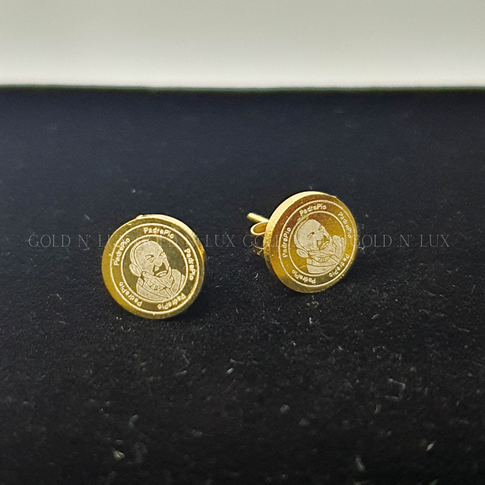 GOLD d' LUX Padre Pio Gold Earrings for Women High Quality Authentic 316L  Stainless Steel 18k Gold Plated Earrings, Non-Tarnish and Hypoallergenic