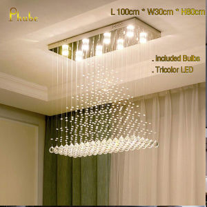 Contemporary Modern Crystal Rain Drop Chandelier Lighting Flush Mount Led Ceiling Bathroom Fixtures Pendant Lamp for Living Dining Room Foyer Bedroom Hallway