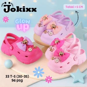 Sandal Let Bakpao Jokixx Eva Anak Cewek Ban Hias Pita Love Gold Butterfly Super Cute Empuk Trendy / Size 30-35 (33T-5)