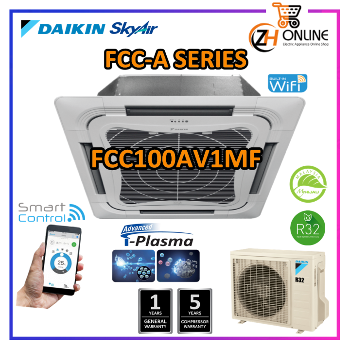 Daikin 4hp Fcc100av1mf R32 Ceiling Cassette Wifi With I Plasma Fcc A