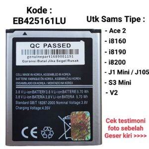 Baterai Original Sams Ace 2 J105 J1 mini i8160 i8190 S3 Mini Battery