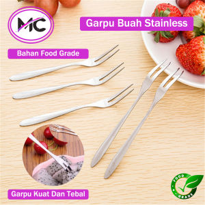 Garpu Buah Mini Stainless Steel Garpu Tusukan Kue Puding Kuat Tebal