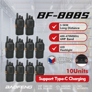 Baofeng 888S Walkie Talkie Type-C Set Of 10 5W High Power 5KM Long Range UHF Radio Portable Transceiver Two Way Radio