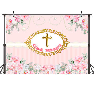 Communion and Baptism Backdrop Floral Banner Baby Shower Peace Dove Party Supplies Photography Gift Party Decoration Cloth