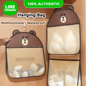 100% Authentic Line Friends Wall Hanging Bag Storage Bag Hanging Door Storage Net Bag Waterproof Portable 4-Grid 6-Grid 3-Grid 7-Grid LFB279/LFB167