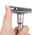 QSHAVE Pisau Cukur Keselamatan Klasik Dua Tepi Boleh Laras (1 Pisau Cukur & 5 pcs Bilah Bersalut Titanium). 