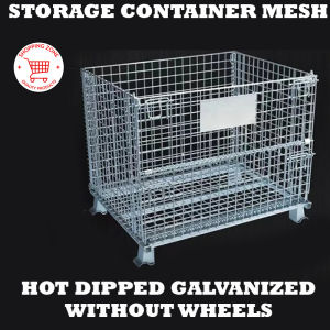 (WITH WHEELS and WITHOUT WHEELS) Foldable Cage Galvanized Steel Wire Mesh Rolling Heavy Storage Pallet Cage/ Mesh Box/ Wire Container For Warehouse / STORAGE CAGE / FRUIT CAGE / BOX CAGE / CAGE FOR SUPERMARKET / STORAGE CAGE WITH WHEELS 50X50 OPENING
