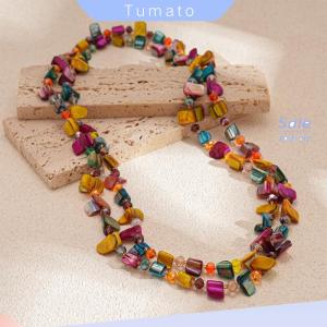 Tumato Boho Double-layer Colorful Long Necklace For Women Vintage Irregular Beads Jewelry Female Summer Vacation Holiday Gifts