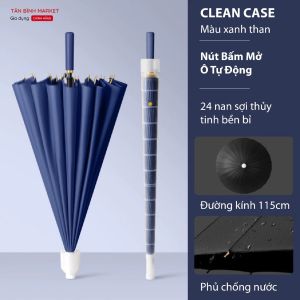Ô Dù Cỡ Lớn Kaw Clean Case 24 Nan - Nút Bấm Mở Ô Tự Động Có Bọc Bảo Vệ Chống Thấm Nước Che Mưa Nắng Chống Tia UV