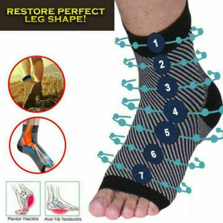Ankle Compression Socks for Plantar Fasciitis (20-30mmHg) - [3-pairs] Black/White/Gray