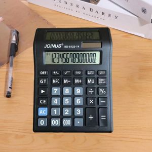 OSF66 Multifunctional Solar Dual-Screen Calculator Efficient Calculation Large Screen Display Financial Accounter Calculator Useful Practical 14 Digits Calculator School/Office