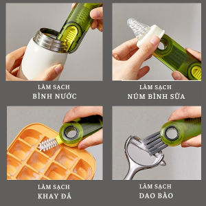 Cọ Rửa Đa Năng 3 Đầu Xoay Dụng Cụ Cọ Rửa Nắp Bình  Bình Sữa Đa Năng Tiện Lợi Thông Minh