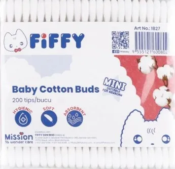 Original Fiffy Multi Purpose Baby Mini Cotton Buds Bud - 3 Colours Choice (200 Tips)