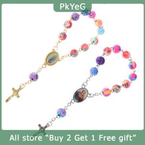[COD] PkYeG KITCHEN Rosary Bead Bracelet Catholic Pendant Virgin Mary Religious Jewelry