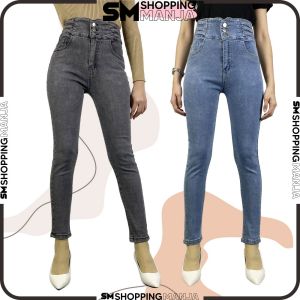 Celana Skinny Jeans Stretch Highwaist Wanita Model Tali Silang Samping Fashion / Denim Ngaret Celana Panjang HW Cewek Pinggang Tinggi Jeans 3 Kancing SM P559